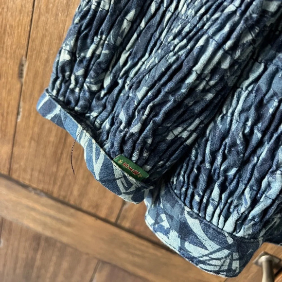 Gene Ewing Bis Vintage Boho Smocked Wrinkled Rich Denim Jacket Size Large - Picture 7 of 8